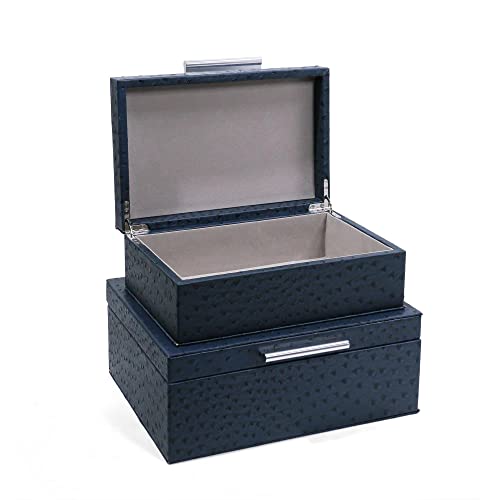 Sophinique Faux Ostrich Leather Decorative Boxes (2Pcs), Storage Hinged Boxes, Jewelry Organizer, Accessory Organizer, Nested Decorative Boxes #TOP15