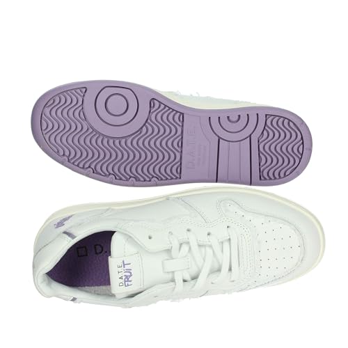 Chaussure en cuir blanc D.A.T.E. Court Fruit Grape au design violet épuré - 7