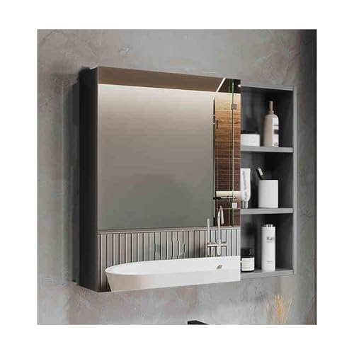 Gabinete de almacenamiento multiusos montado en la pared de aluminio grueso para artículos esenciales de baño y medicina, elegante, gris, 70 cm