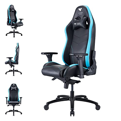Com4Gaming / 2025 Argon Arctic Blue/Stuhl für Gaming/Ergonomischer Stuhl mit Lordosenstütze und abnehmbaren Nackenkissen/Max. 150 kg