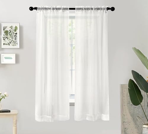 PI Sheer Curtains,Window Treatment Light Filter Airy Voile with Rod Pocket for Living Room/Bedroom/Kids Room 2 Panels(W42XL72,Beige)