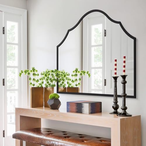 Autdot Large Arched Mirror Wall Decor, 32"x48" Wide Black Decorative