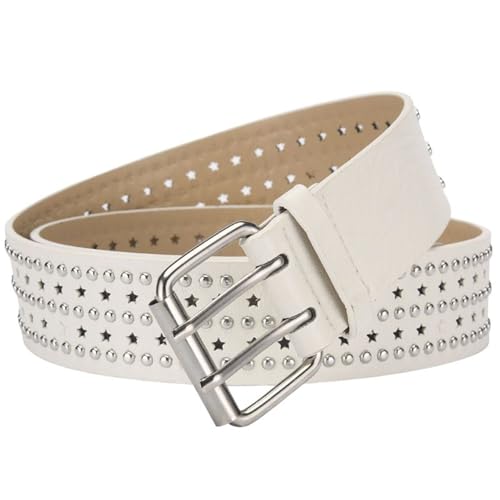 Women's Metal Adjustable Belts Fashion Groove Belt Studded Riding Buckle Casual Rockstar Grunge Belt