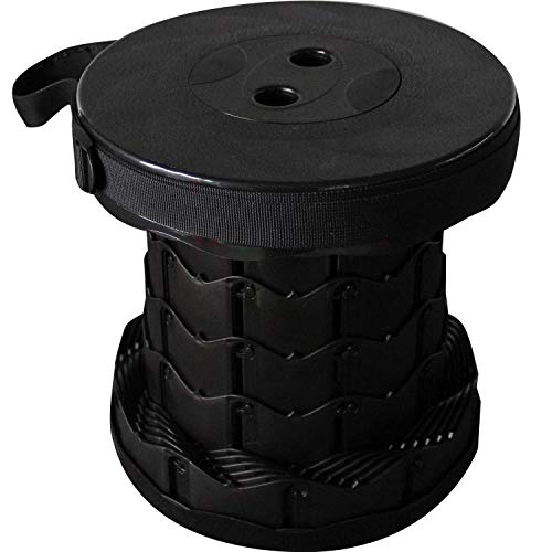 Jc Wang Folding Camping Stool, Portable Collapsible Retractable Telescopic Folding Stools Height Adjustable (Black) #TOP7