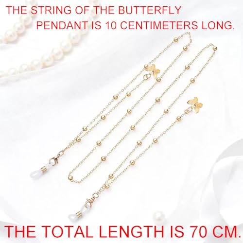 Image of Butterfly Spectacle Chain With Silicone Loops, Yellow, 1 Piece