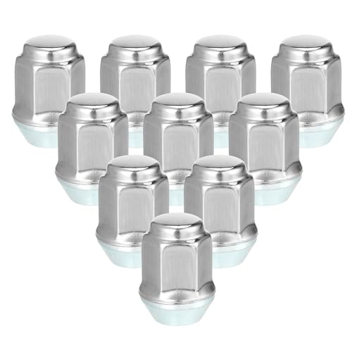 Image of 10 Pcs Wheel Lug Nuts Compatible for Ford Focus for Dodge Grand Caravan, Durable M12 x 1.5 Carbon Steel Silver Tone Tire Lugnuts