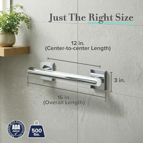 Image of Gatco 940 Elevate 12 inch L Grab Bar, Chrome /ADA Compliant Stainless Steel Safety Grab Bar for Bathroom