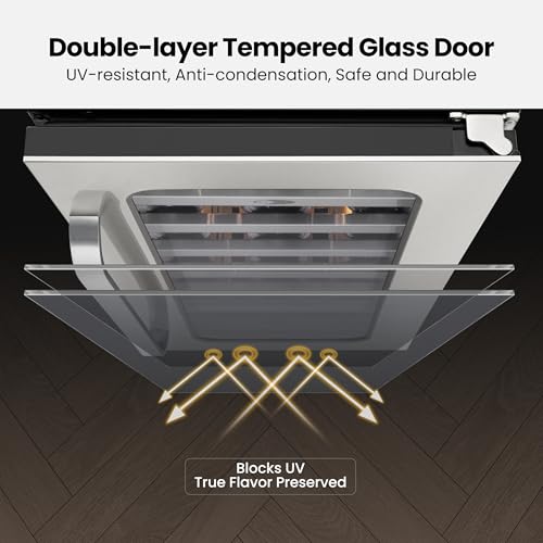 Image of Whynter 33 Bottle Wine Fridge, 15 Inch Wine Cooler Refrigerator Glass Door, 40-65F Digital Temperature Control, 3 LED Under Counter Built-in or Freestanding for Home Bar Kitchen Office 3.0 cu.ft