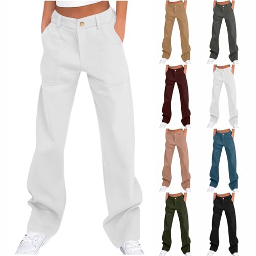 Cargo Pants for Women Lightweight Low Rise Stretchy Straight Pant Casual Chino Sweatpant Y2K Streetwear with Pockets
