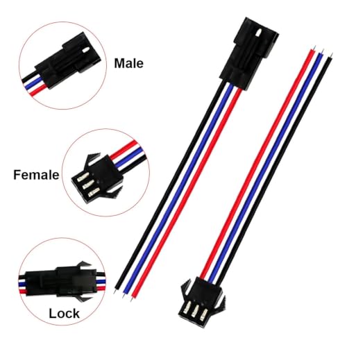 Conector SM JST de 2 pines con cable de 20cm para tiras LED macho y hembra 3