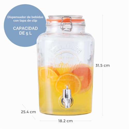 Tarro de cristal de 5 litros Kilner con grifo dispensador para bebidas y cócteles 4