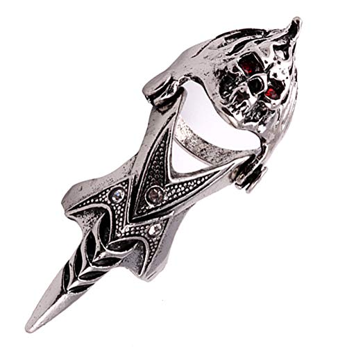 EXCOW Men's Skull Knuckle Joint Full Finger Rings Punk Rock Gothic Cosplay Accessories Jewelry