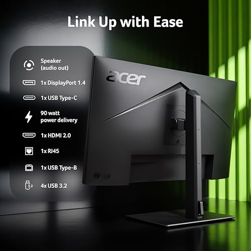 Image of Acer B277U G 27 Inch WQHD 2560x1440 IPS Monitor | USB-C 90W Docking, RJ45 LAN, HDMI 2.0 + DP 1.4 | 120Hz AdaptiveSync HDR10 | ErgoStand Tilt /Swivel /Pivot /Height | Eye Care | TCO /EPEAT Gold I Speakers