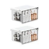 [derifu]引き出し式 透明収納ボックス デスクオーガナイザー 卓上収納ケース アクリル調 小物入れ 化粧品 コットン 綿棒 スキンケア 仕分け 収納ラック バスルームや洗面所の省スペース収納に最適 オフィスデスクやドレッサーでも使える 大容量 組立不要