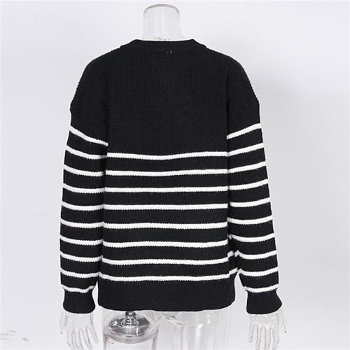 Pullovers rayés demi-zippés femmes col V tops tricot - 3