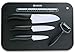 Kyocera Lot de couteaux en céramique Couteau santoku, couteau universel et couteau d'office Comprend un éplucheur en céramique et une planche à découper Noir