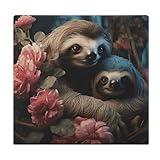 FodPand A Sloth and A Baby Sloth Cushion Super Stretch Individual Seat Cushion Thick Dining Square Chair Pad Memory Foam Seat Cushions for Office Chairs Car Seat