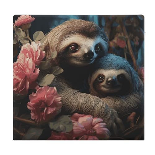 FodPand A Sloth and A Baby Sloth Cushion Super Stretch Individual Seat Cushion Thick Dining Square Chair Pad Memory Foam Seat Cushions for Office Chairs Car Seat