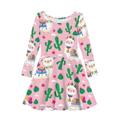 PinUp Angel Girls A-Line Dress Cute Graphic Pattern Long Sleeve Casual Girl Dresses for Party