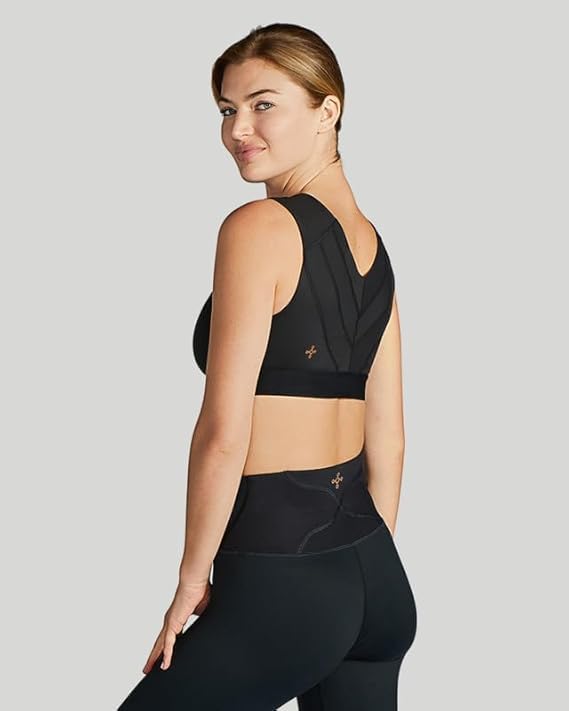 Image of Tommie Copper Shoulder Support Compression Bra with Front Zipper Closure Wireless Posture Corrector & Back Support Bra UPF 50