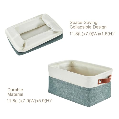 Image of DECOMOMO Small Storage Basket, Closet Storage Bins, Baskets for Organizing Shelves (Teal & White, Small - 6 Pack)