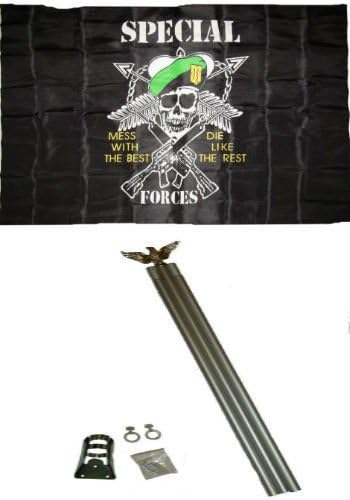 3x5 Special Forces Mess With The Best #2 Flag w 6 Ft Aluminum Flagpole Kit - Vivid Color and UV Fade Resistant - Prime Outside Garden Home Decor
