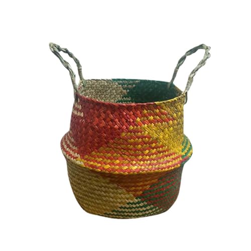 Jooehyer Cesto Portaoggetti con Manici Intrecciati, Vaso Pieghevole, Copertura per Lavabo, per Alimentari, Bucato, Cestino da Spiaggia, Picnic