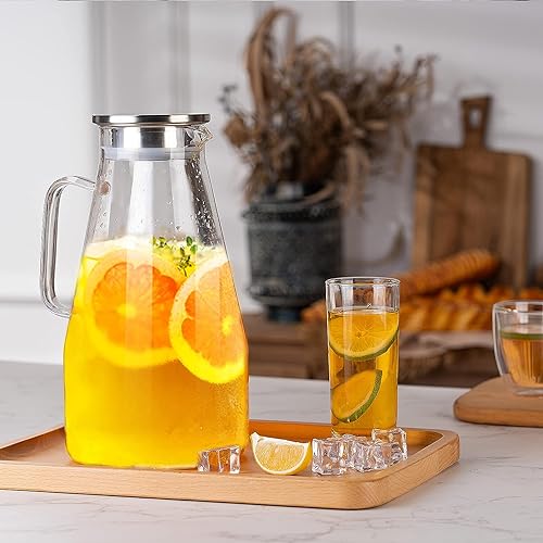 Image of Premium Water and Juice Glasses Set of 6 300ML and 1.9 Liter Water Jug 1 Piece,Transparent Glass and Jug Set for Dining Table,Party,Gift Set,All pourpse use (7 Piece) (MT-13)