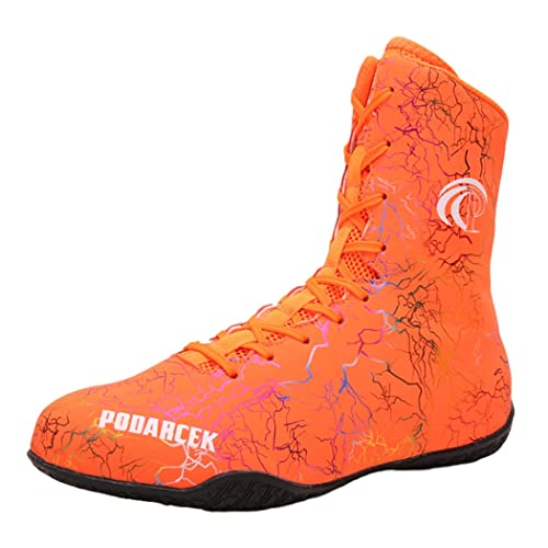 PENXZT Herren Boxschuhe Unisex Atmungsaktiv Wrestling Schuhe Bodybuilding Trainer Stiefel,B,45 EU Cover