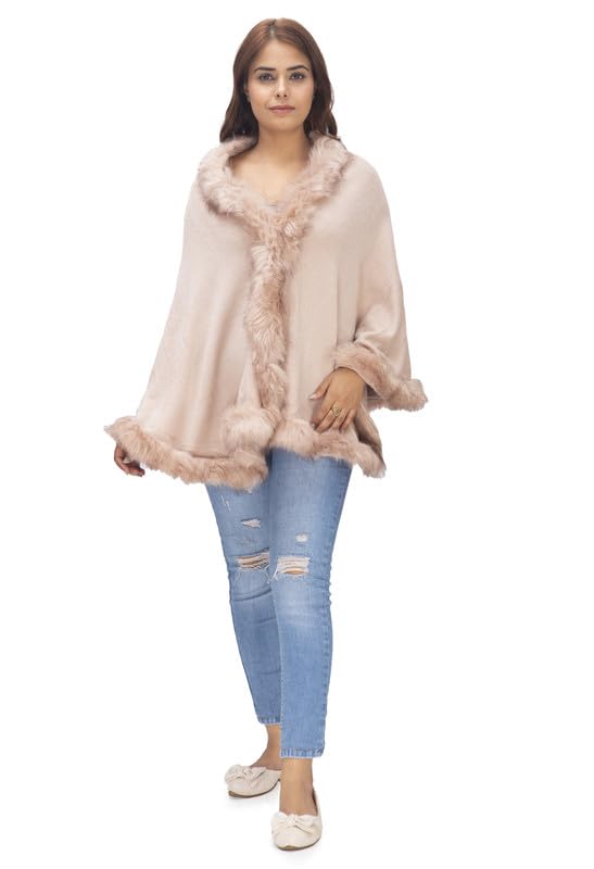 Manra Women's Faux Fur Shawl Winter Wrap Stole Shrug Cape (SC 75)-picture-34