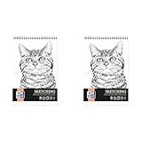 Oxford Artistic Skizzenblock A4 Katze, 80 Blatt, Zeichenblock mit Spirale, Sketchbook, Kunstblock...