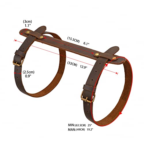 TOURBON 2pcs Leather Picnic Blanket Carry Strap for Camping Festivals Motorcycle Bedroll Straps Brown, 33*3cm - Image 2