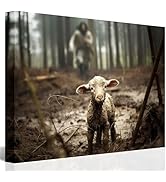 Jesus and Lamb Canvas Wall Art Jesus Running After Lost Lamb Picture Wall Art Canvas Print Christ...