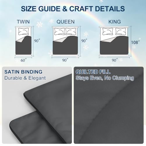 Cooling Comforter Queen Size, Double-Sided Cold Tech Lightweight Cooling Blanket for Hot Sleepers & Night Sweats, Q-Max 0.4 Soft Breathable Silky Smooth Summer Ice Comforter, Dark Grey 90″x90″ by TUIKEN - Used condition - Image 7