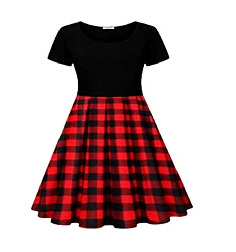 Baby Girl Red Buffalo Check Dress Monogrammed Red Black Plaid Dress Christmas Dress, Girls Christmascostume, Buffalo Plaid Dress (Multicoloured, 8-10)