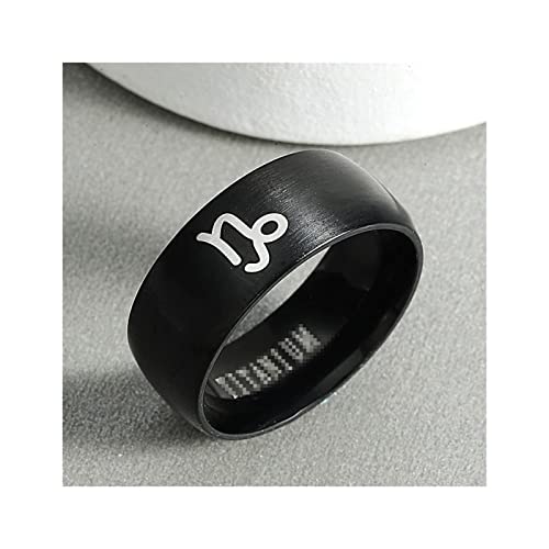ZZSL Attack On Black Sliver Stainless Steel Ring Finger Rings for Men Women Jewelry Anime Fans (Main Stone Color : M707JR2074Capricorn, Ring Size : 12)