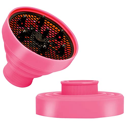 Difusor universal de pelo adaptable, difusor universal para secador de pelo, difusor para cabello rizado u ondulado para secador de impacto con boquilla de 1,6 a 1,9 pulgadas (rosa) Cover