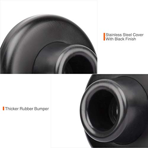 Kovosch Concave Wall Door Bumper Stop Black – 2-1/2” Outside Diameter Stainless Steel Cover With 1-1/8” Black Rubber Bumper – Easy To Install With Screw #TOP2