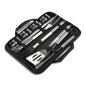 Fire Mountain 18 Piece Stainless Steel BBQ Tool Set with Carry Bag