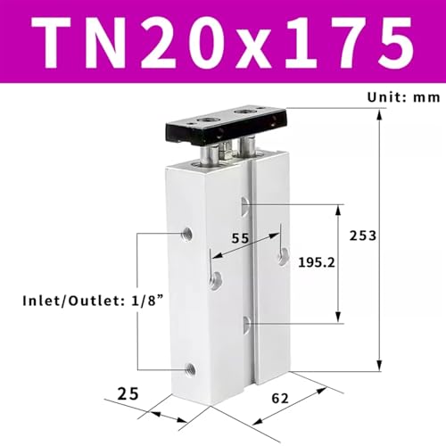 Cylindres pneumatiques compacts TN20 double action alésage 20mm robustes - 3