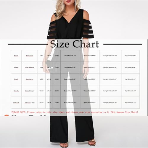 HGps8w Women's Cold Shoulder Dressy Jumpsuits Elegant Mesh Sleeve Belted High Waisted Wide Leg Rompers Formal Pantsuits3