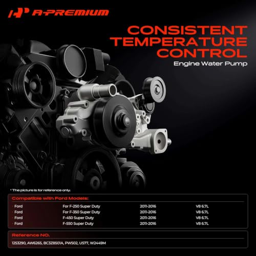 A-Premium Engine Water Pump with Gasket and Pulley Compatible with Ford F-250 F-350 F-450 F-550 Super Duty 2011-2016 V8 6.7L Diesel Main by A-Premium - Used condition - Image 2