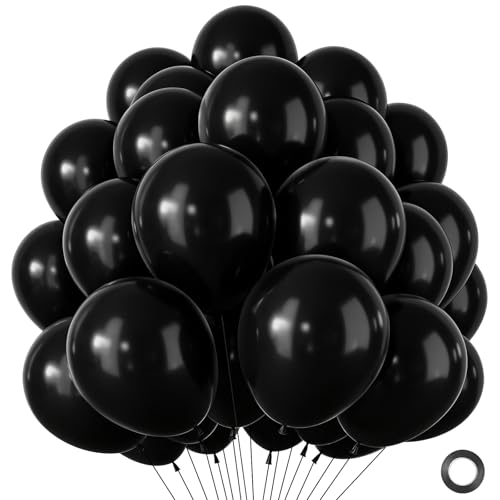 Black Birthday Balloons 100Pack Matte Black Balloons Latex Helium Balloon Birthday Decorations For Men Boys Halloween New Years Eve Wedding Anniversary Graduation Party Decorations 12 Inch