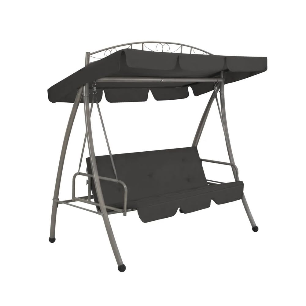 Generic Banco Columpio Convertible para Exteriores con Dosel, Cama Convertible para 2 Personas, para Patio, Jardín o Balcón (Antracita)