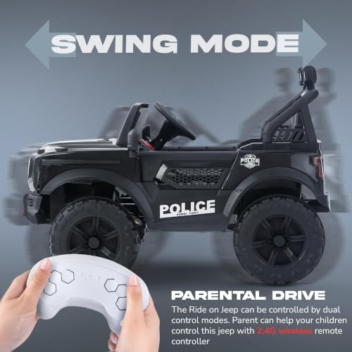 Image of Baybee CruzeX 4x4 Battery Operated Jeep for Kids with Parental Control | Baby Ride On Electric Car with RGB Lights, Music & Swing Mode | Rechargeable Battery Car for Kids 2 to 6 Years (Black)
