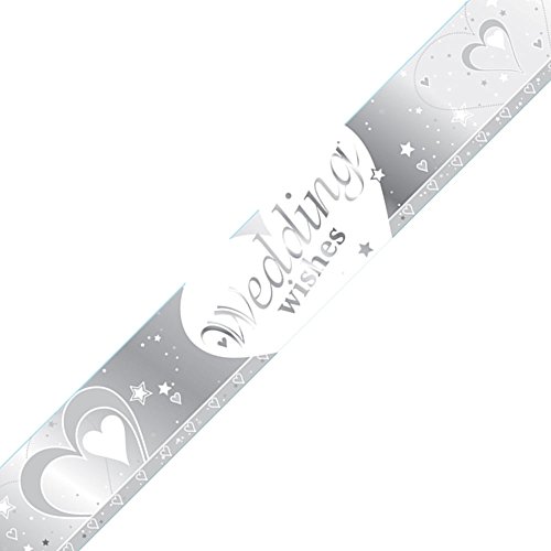 Creative Party- Bandera de plata de la hoja de los deseos de la boda, 9 pies - 1 unidad, Color (M194)