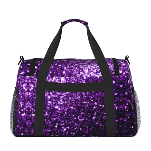 Beautiful Purple Glitter Print Everyday Use Travel Duffle Bag Large Capacity Travel Bag Stylish Functional Bag2