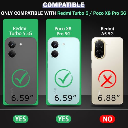 Image of TheGiftKart Hybrid Shockproof Back Cover Case for Mi Redmi Turbo 5 5G / Poco X8 Pro 5G | Camera Protection Module | Hard Back Cover Case (PC & TPU, Translucent Smoke Matte Back, Black Sides)