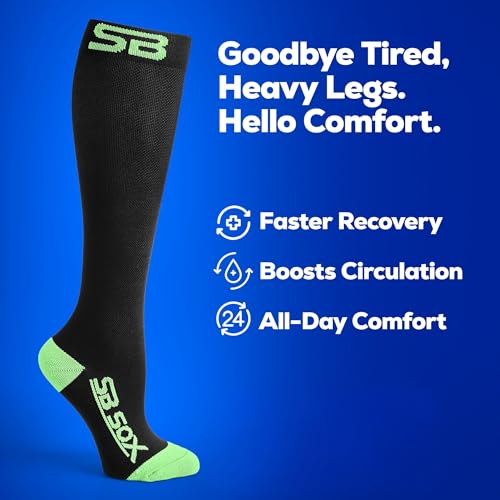 Image of SB SOX Compression Socks for Men & Women (20-30mmHg) - Best Compression Socks for Travel, Medical, Sports, Wide Calf Fit, and Daily Wear