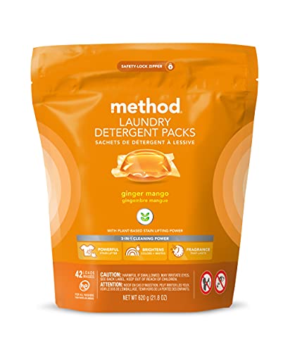 Method Laundry Detergent Packs, Ginger Mango, 42 Count, 1 Pack, Packaging May Vary #TOP17